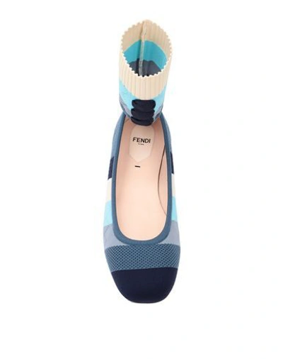 Shop Fendi Ballet Flats In Slate Blue