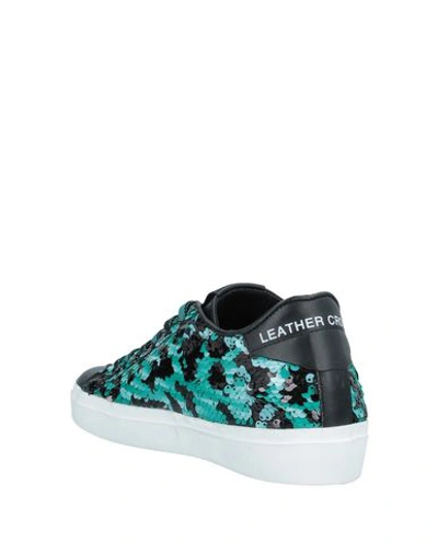 Shop Leather Crown Sneakers In Turquoise