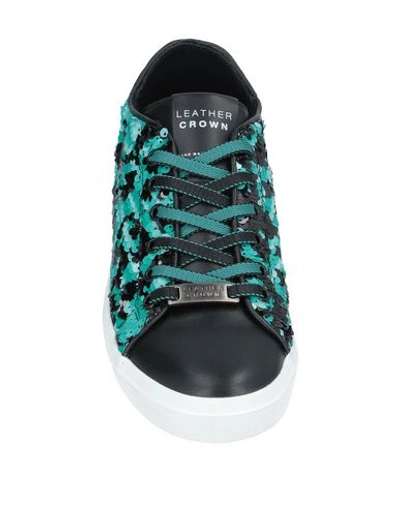 Shop Leather Crown Sneakers In Turquoise