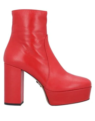 Shop Pinko Woman Ankle Boots Red Size 8 Calfskin