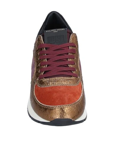 Shop Philippe Model Woman Sneakers Bronze Size 7 Soft Leather, Textile Fibers In Yellow