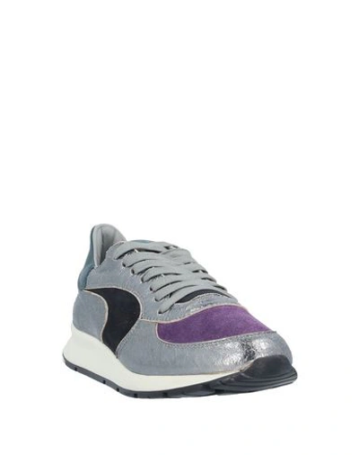 Shop Philippe Model Woman Sneakers Lead Size 7 Soft Leather, Textile Fibers In Grey