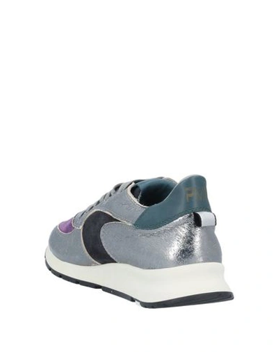 Shop Philippe Model Woman Sneakers Lead Size 7 Soft Leather, Textile Fibers In Grey