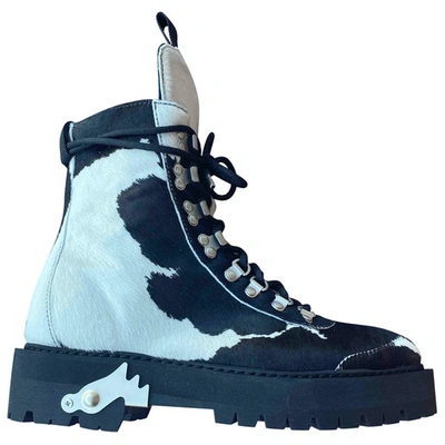 Pre-owned Off-white Multicolour Pony-style Calfskin Boots
