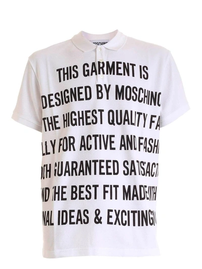 Shop Moschino Black Lettering Logo Polo Shirt In White