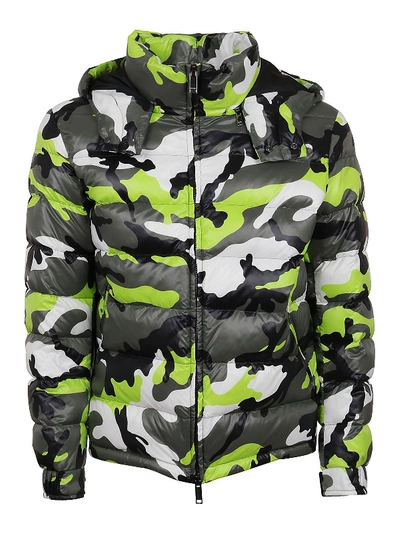 Shop Valentino Camouflage Puffer Jacket In Multicolour