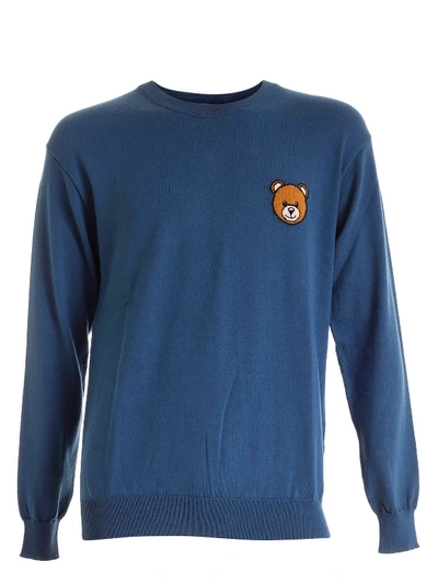 Shop Moschino Teddy Bear Jumper In Blue