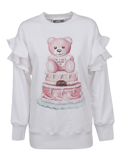 Shop Moschino Cake Teddy Bear Printed Sweatshirt In White