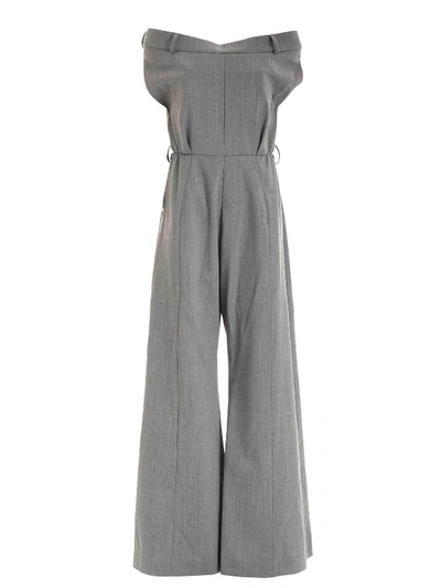 Shop Moschino Gabardine Jumpsuit In Grey