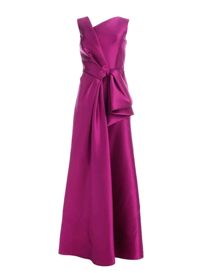 Shop Alberta Ferretti Long Fuchsia Dress Featuring Front Bow
