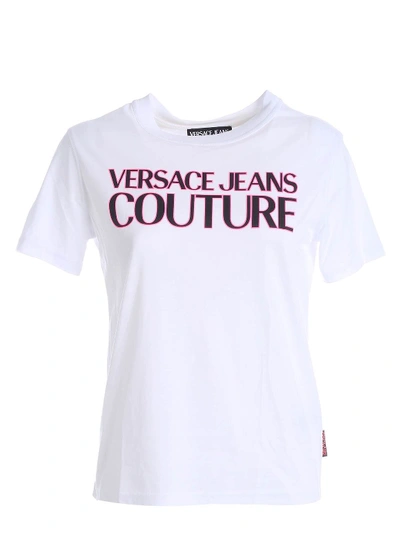 Shop Versace Jeans Couture Neon Logo Print T-shirt In White