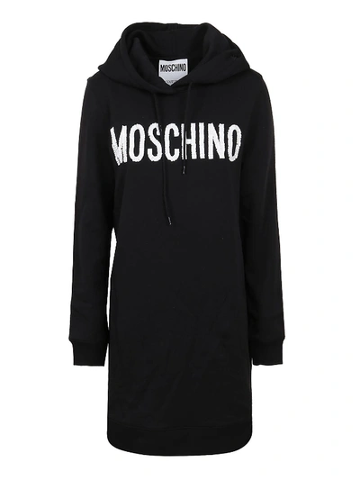 Shop Moschino Hooded Dress In Black