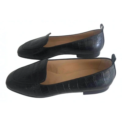 Pre-owned Dear Frances Leather Flats In Black