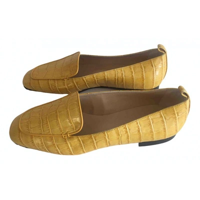 Pre-owned Dear Frances Leather Flats In Yellow