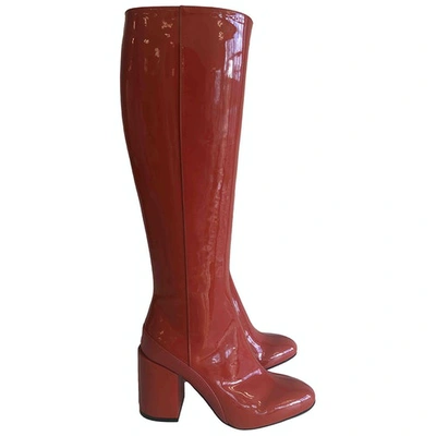 Pre-owned Dear Frances Red Patent Leather Boots