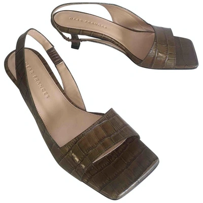 Pre-owned Dear Frances Khaki Leather Sandals
