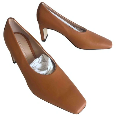 Pre-owned Dear Frances Leather Heels In Orange