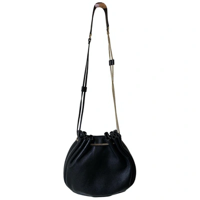 Pre-owned Diane Von Furstenberg Black Leather Handbag