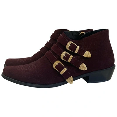 Pre-owned Anine Bing Burgundy Suede Boots