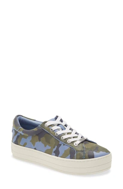 Shop Jslides Hippie Platform Sneaker In Blue Camouflage Leather