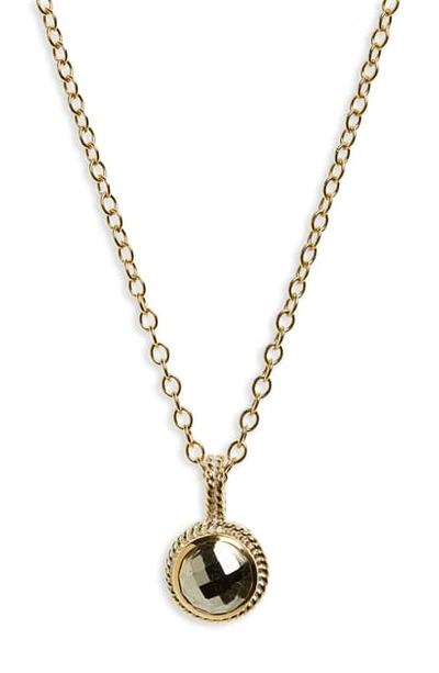 Shop Anna Beck Semiprecious Stone Round Drop Pendant Necklace In Gold/ Pyrite