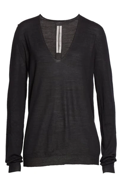 Shop Rick Owens V-neck Wool Sweater In Black