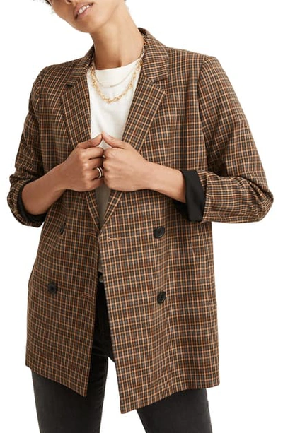 Shop Madewell Caldwell Plaid Double Breasted Blazer In Grove Houndstooth