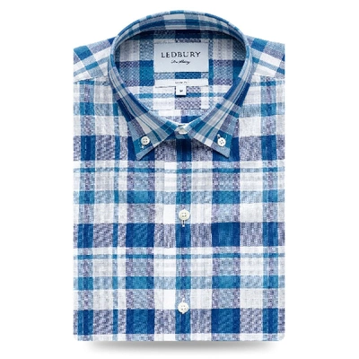 Shop Ledbury Men's Keyser Plaid Casual Shirt Blue Classic