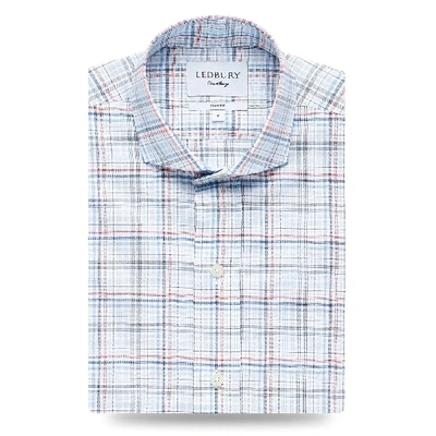 Shop Ledbury Men's Blue Talcott Check Dress Shirt Classic Cotton