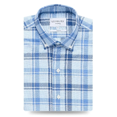 Shop Ledbury Men's Blue Guyton Plaid Casual Shirt Classic Cotton