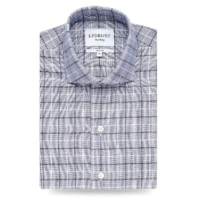 Shop Ledbury Men's Chalmers Check Casual Shirt Brown Classic Cotton