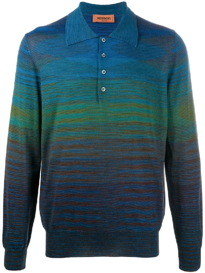 Shop Missoni Gradient Effect Polo Shirt In Blue