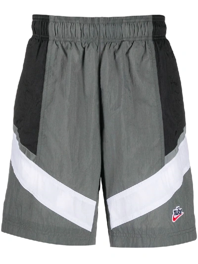 Shop Nike Colour-block Logo Shorts In Grey