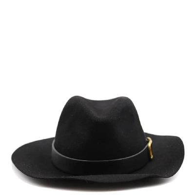 Shop Valentino Black Vlogo Signature Wide Brim Hat