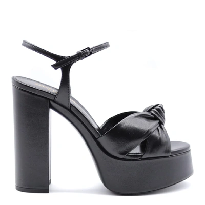 Shop Saint Laurent Black Sandals In Smooth Leather In Nero