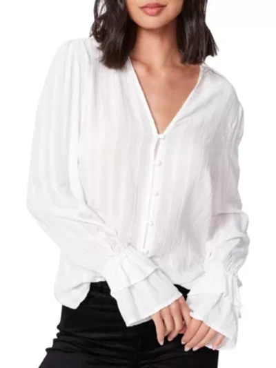 Shop Paige Jeans Symona Ruffle Cuff Blouse In White
