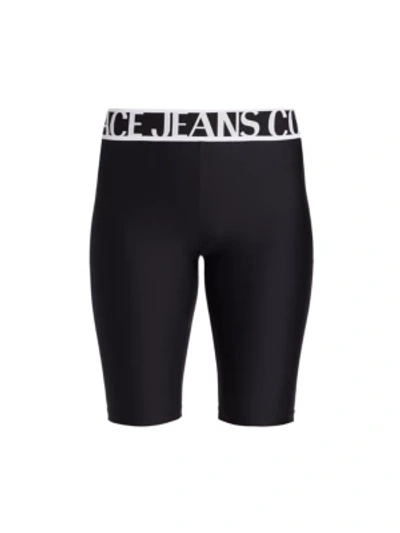 Shop Versace Jeans Couture Logo Biker Shorts In Nero