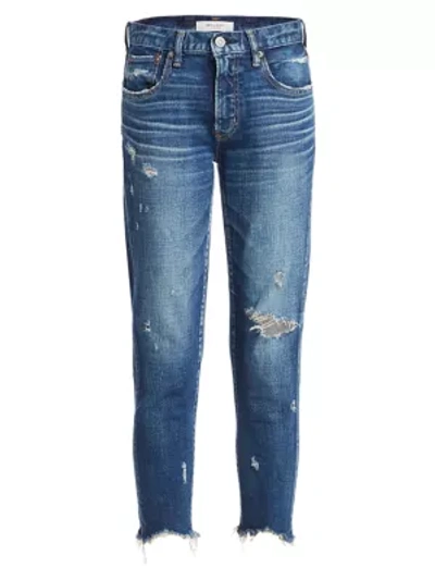 Shop Moussy Vintage Glendale Distressed Cropped Skinny Jeans In Blue