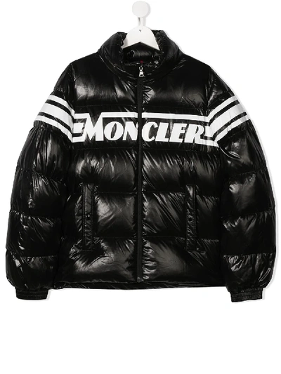 Shop Moncler Teen Logo-print Puffer Jacket In Black
