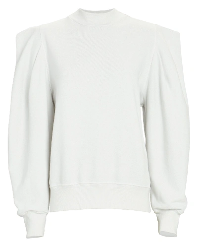 Shop Agolde Strong Shoulder Cotton Sweatshirt In White