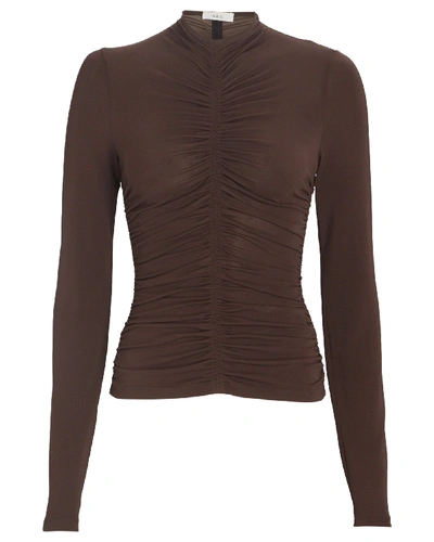 Shop A.l.c Ansel Ruched Jersey Top In Brown