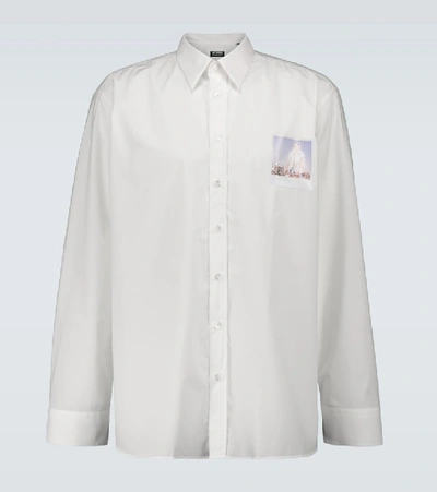 Shop Raf Simons Big-fit Logo Patch Shirt In White