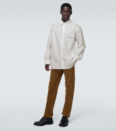 Shop Raf Simons Big-fit Logo Patch Shirt In White