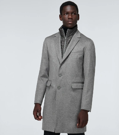 Shop Herno Layered Cashmere Overcoat In Grey