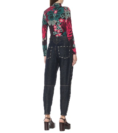 Shop Dries Van Noten Studded Mid-rise Carrot Jeans In Blue