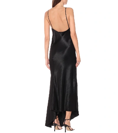 Shop Ann Demeulemeester Asymmetric Satin Slip Dress In Black