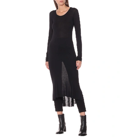 Shop Ann Demeulemeester Fine-knit Midi Dress In Black
