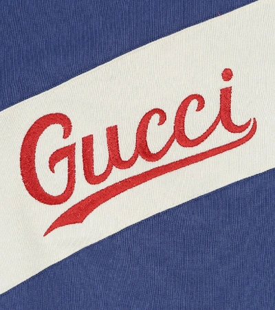 Shop Gucci Logo Cotton Sweatshirt In Blue