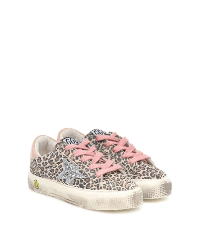 Shop Golden Goose May Leopard-print Leather Sneakers In Brown