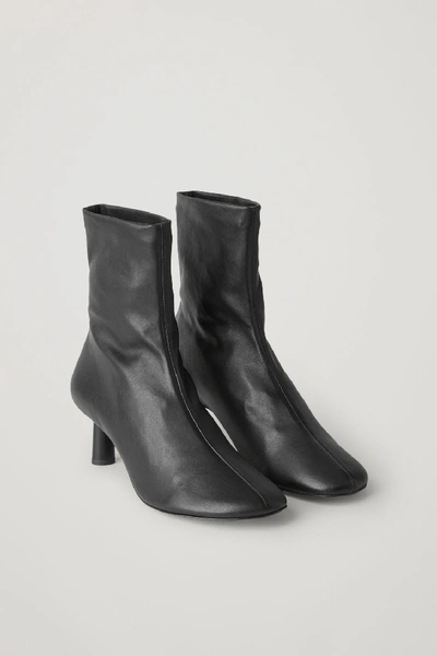 Shop Cos Nappa Leather Sock-style Ankle Boots In Black
